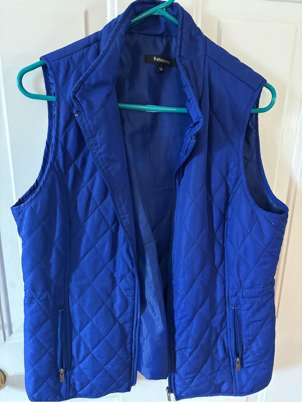 Relativity Royal Blue Quilted Vest with Zip Pockets